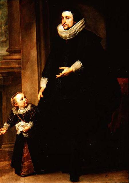 Portrait of a Nobleman and his Child or Portrait of the Brother of Rubens de Sir Anthonis van Dyck