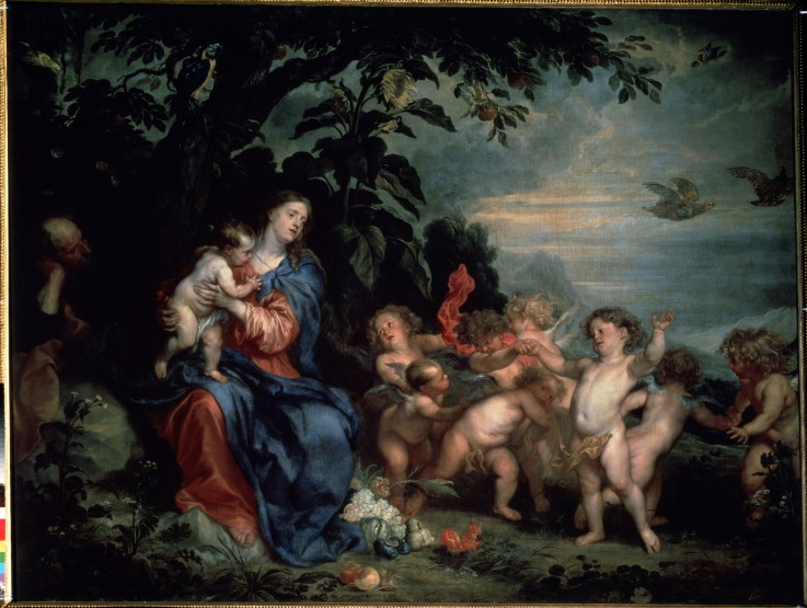 Rest on the Flight into Egypt (Virgin with Partridges) de Sir Anthonis van Dyck