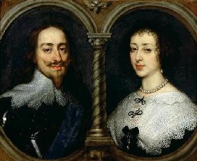 Charles I of England (1600-49) and Queen Henrietta Maria (1609-69) (oil on canvas)