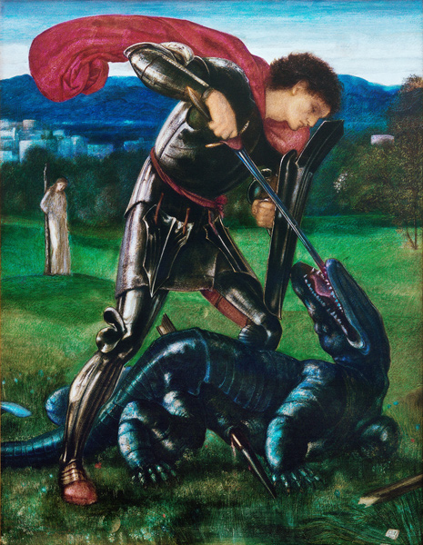 Der heilige Georg tötet den Drachen de Sir Edward Burne-Jones