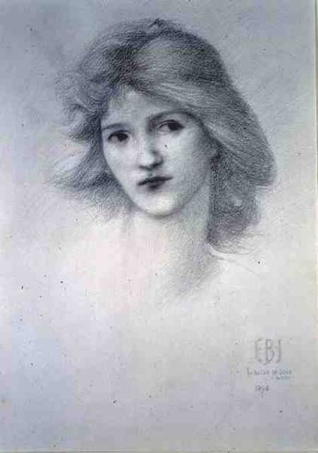 Female Head, study for 'The Car of Love' de Sir Edward Burne-Jones