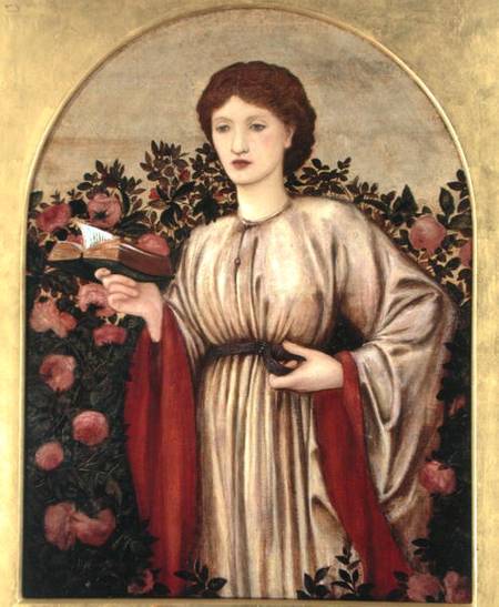 Girl with Book with Roses Behind de Sir Edward Burne-Jones