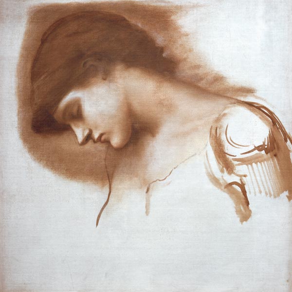 Kopfstudie zu einer schlafenden Dienerin in Dornröschen de Sir Edward Burne-Jones