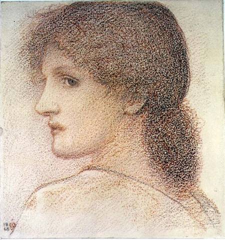 A Study of a Woman's Head, Turned to the Left de Sir Edward Burne-Jones