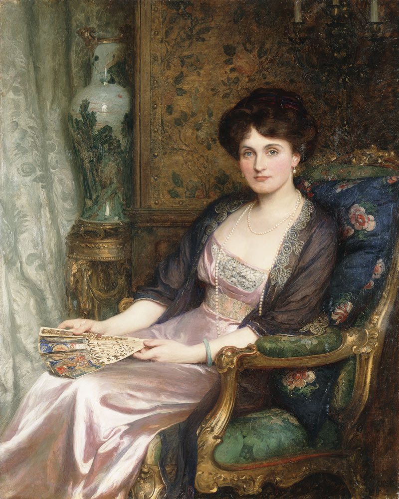 Portrait einer Dame, wohl die Frau des Künstlers de Sir Frank Dicksee