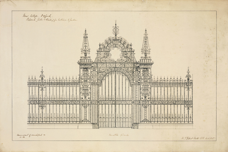 New College Oxford: Proposed Gates and Railing for Entrance to Garden de Sir George Gilbert Scott