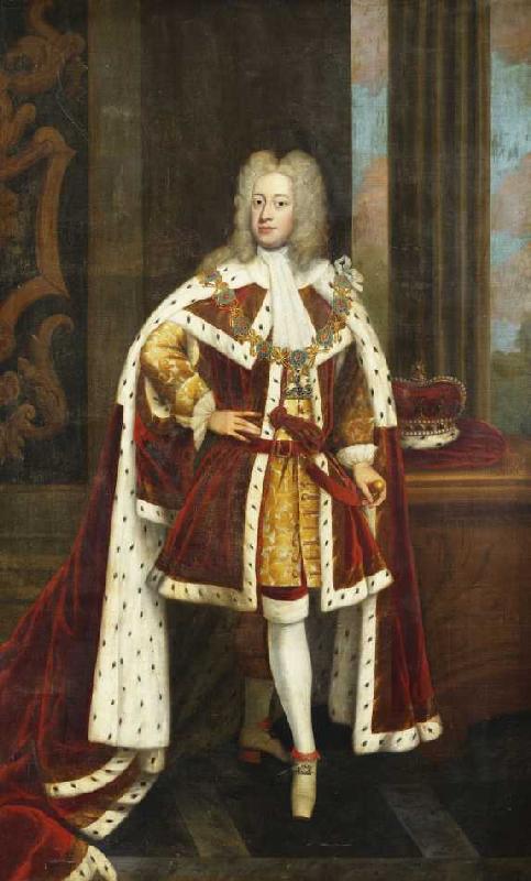 Bildnis von König George II als Prince of Wales in seiner Staatsrobe und der Kette des Hosenbandorde de Sir Godfrey Kneller