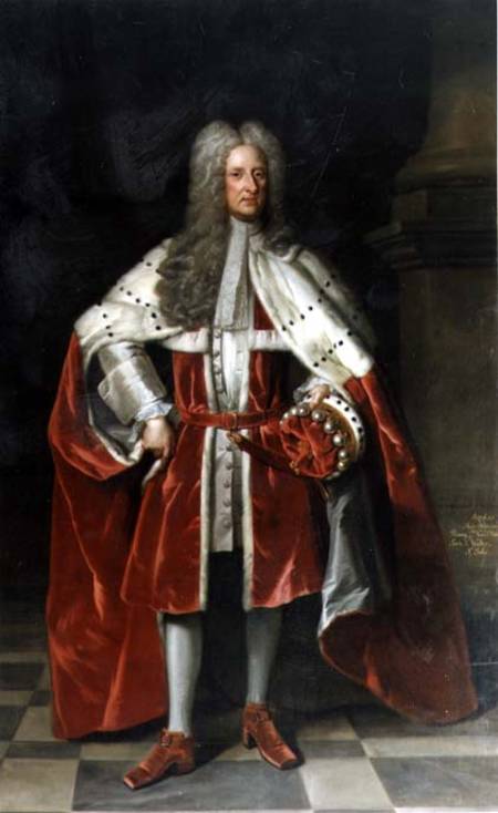 Portrait of Henry, 1st Viscount St. John (1652-1742) in his coronation robes de Sir Godfrey Kneller