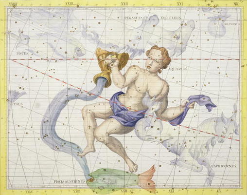Constellation of Aquarius, plate 9 from 'Atlas Coelestis', by John Flamsteed (1646-1710), published de Sir James Thornhill