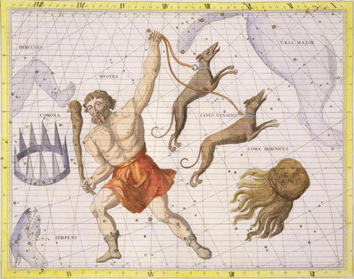 Constellation of Bootes, plate 20 from 'Atlas Coelestis', by John Flamsteed (1646-1710), published i de Sir James Thornhill