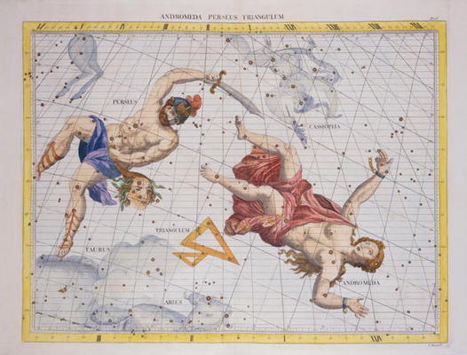 Constellation of Perseus and Andromeda, from 'Atlas Coelestis', by John Flamsteed (1646-1719), pub. de Sir James Thornhill