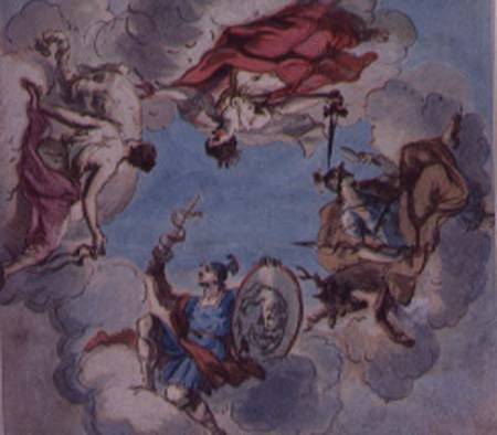 Design for a Ceiling: The Four Cardinal Virtues, Justice, Prudence, Temperance and Fortitude de Sir James Thornhill