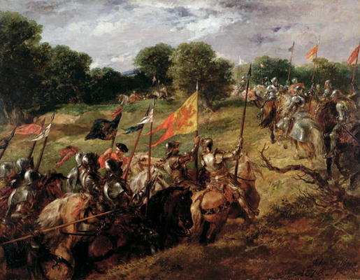 'With all their banners bravely spread', 1878 (oil on canvas) de Sir John Gilbert