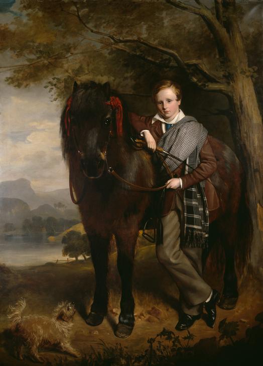 Portrait of a young boy with a pony de Sir John Watson Gordon