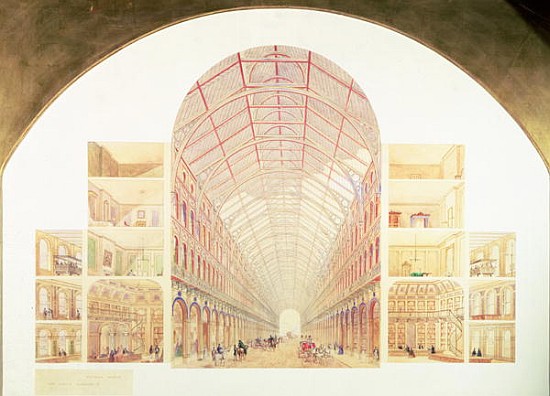 Section perspective of the proposed Great Victorian Way, c.1854 de Sir Joseph Paxton