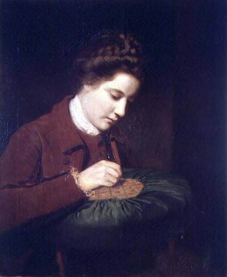 Lady embroidering, Mary Duchess of Richmond de Sir Joshua Reynolds