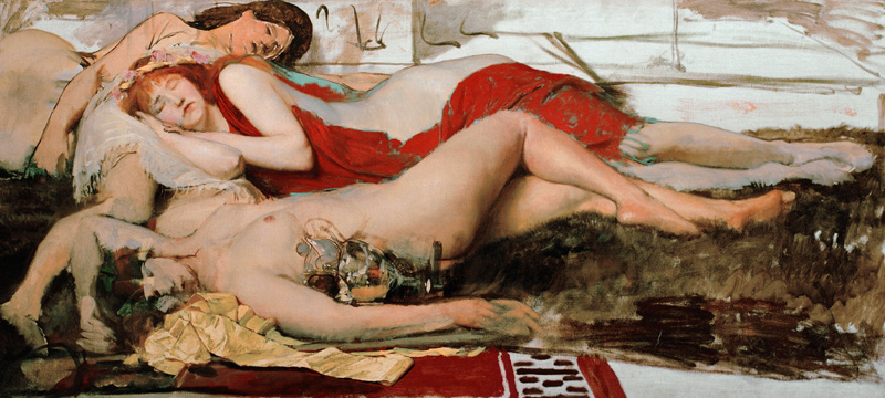 Exhausted maenides de Sir Lawrence Alma-Tadema