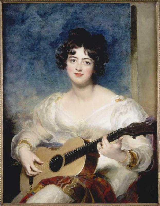 Portrait of the Lady Wallscourt when playing instr de Sir Thomas Lawrence