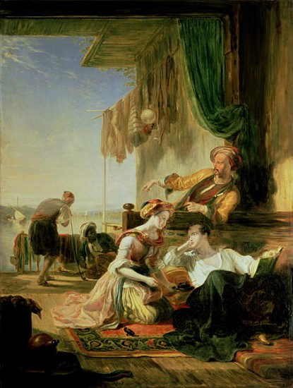 Lord Byron reposing in the house of a fisherman having swum the Hellespont de Sir William Allan