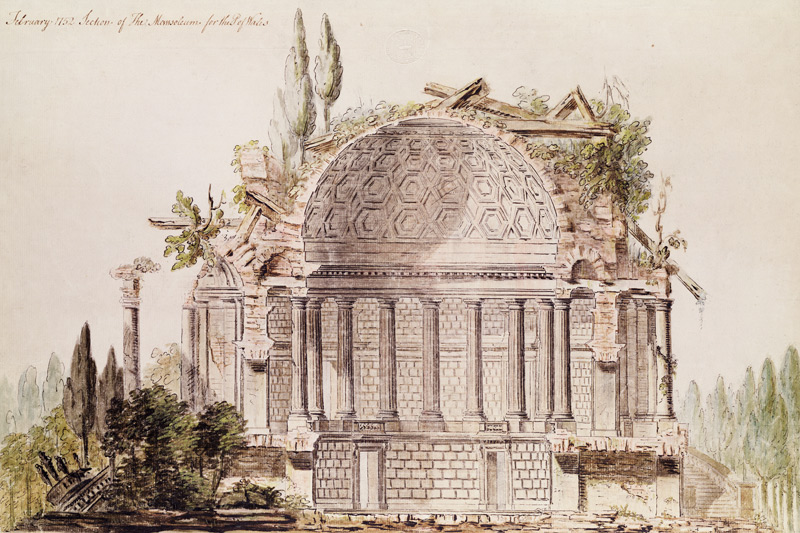 Architectural drawing for mausoleum for Frederick, Prince of Wales (1707-51) de Sir William Chambers