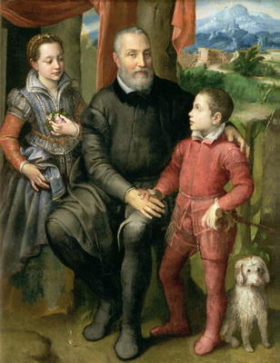Portrait of the artist's family, Minerva (sister) Amilcare (father) and Asdrubale (brother), 1559 de Sofonisba Anguissola
