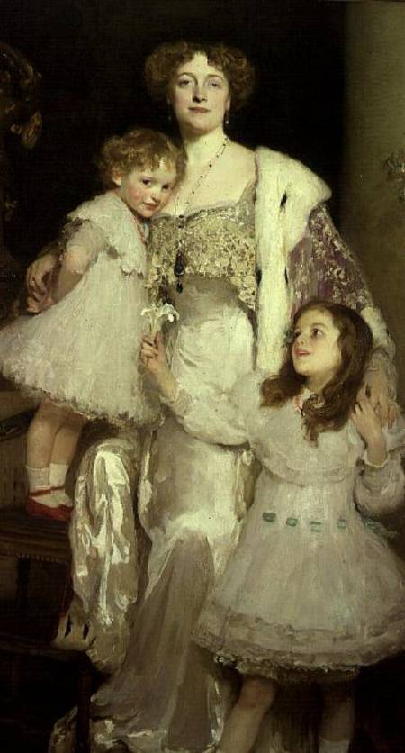 Portrait of Mrs. Alfred Mond, later Lady Melchett, and her two daughters, Mary and Nora de Solomon Joseph Solomon