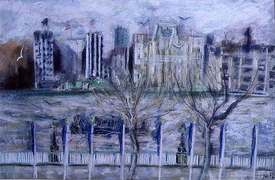 Shell Mex House, from the South Bank, 1995 (pastel on paper)  de Sophia  Elliot
