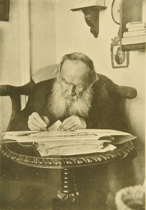 Leo Tolstoy at the work de Sophia Andreevna Tolstaya
