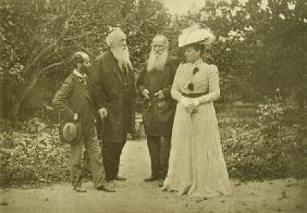 Leo Tolstoy and Sophia Andreevna with Sculptor Eliah Ginsburg (1859-1939) and critic Vladimir Stasov