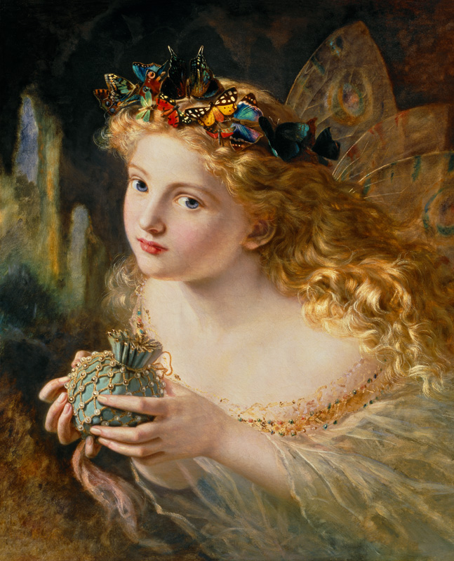 'Take the Fair Face of Woman, and Gently Suspending, With Butterflies, Flowers, and Jewels Attending de Sophie Anderson