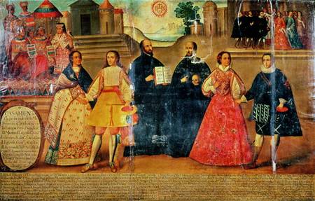 Double wedding between two Inca women and two Spaniards in 1558 de Spanish School