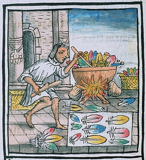 Ms Palat. 218-220 Aztec artisans dyeing feathers, from the ''Florentine Codex'' by Bernardino de Sah de Spanish School