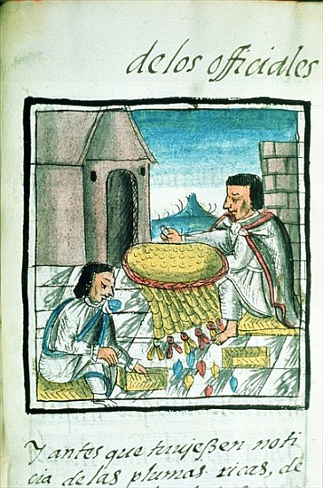 Ms Palat. 218-220 Book IX Aztec feather artisans at work, from the ''Florentine Codex'' by Bernardin de Spanish School