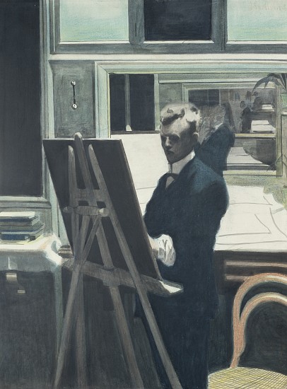 Self Portrait with Easel in the Mirror de Leon Spilliaert