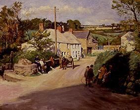 Village scene in Cornwall de Stanhope Alexander Forbes