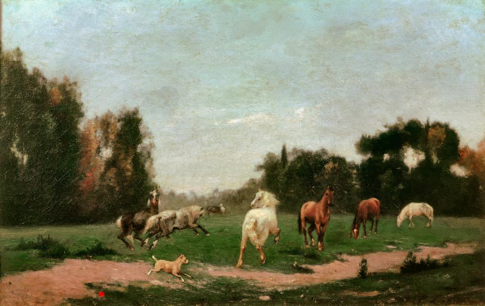 Horses Frolicking in the Meadow de Stanislas Lépine