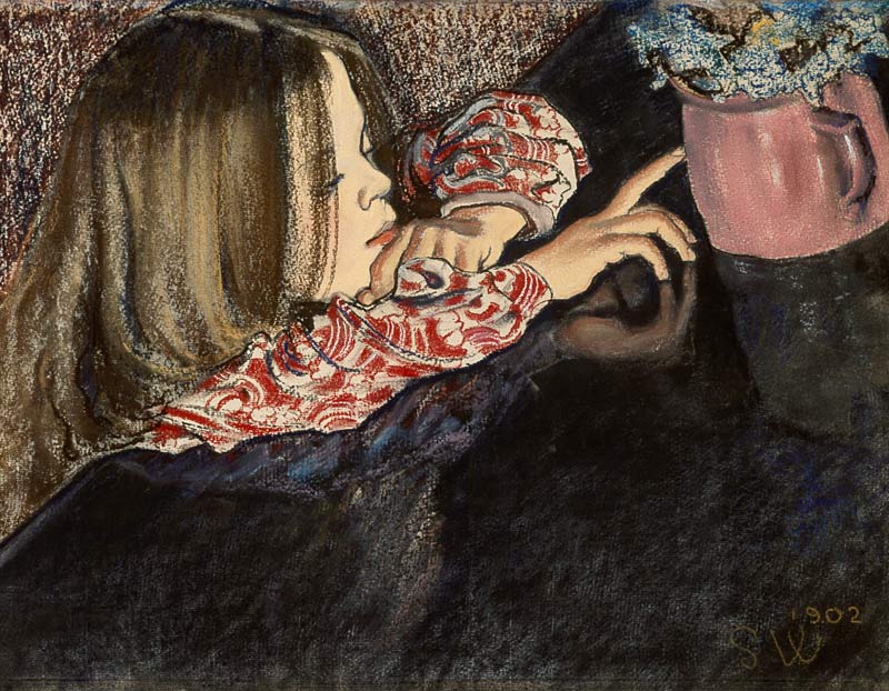 Child with a flowerpot de Stanislaw Wyspianski