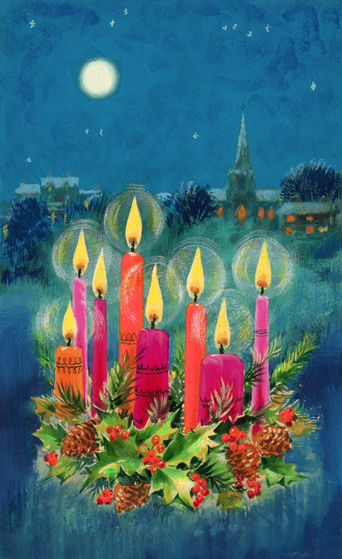 Christmas Candles (gouache)  de Stanley  Cooke