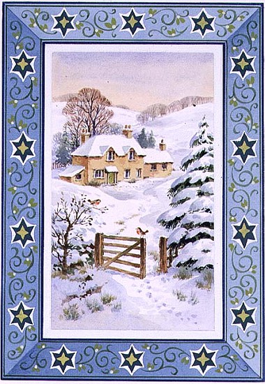 Christmas Cottage (w/c on paper)  de Stanley  Cooke