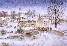 Christmas Eve in the Village (w/c on paper) 