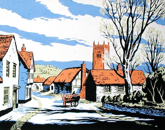 Village Street (gouache on paper)  de Stanley  Cooke