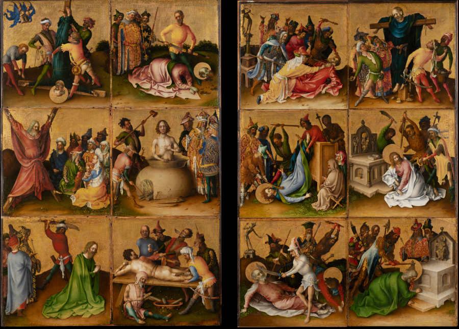 Two altarpiece wings with the Martyrdom of the Apostles de Stefan Lochner