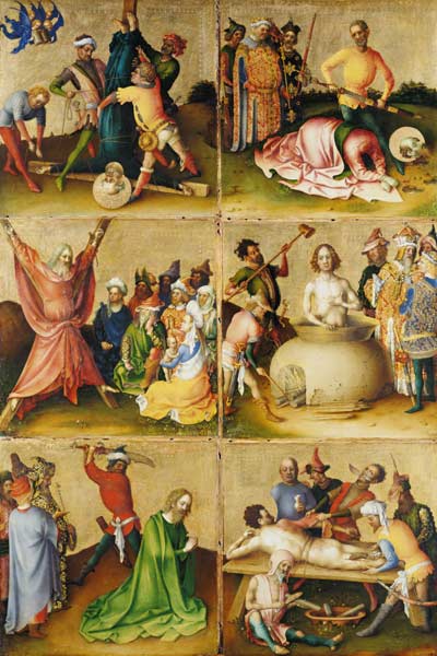 Martyrdom of the Apostles. Left panel de Stephan Lochner