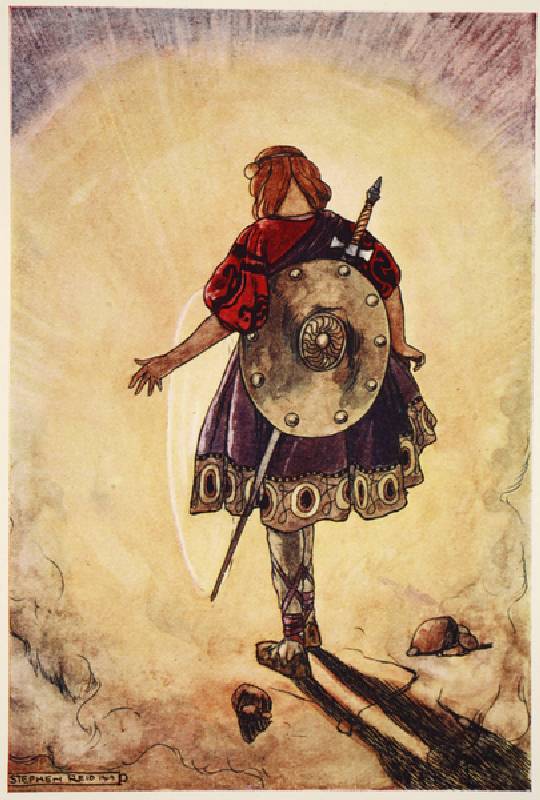 Cuchulain follows the Shining Wheel, illustration from Cuchulain, The Hound of Ulster, by Eleanor Hu de Stephen Reid
