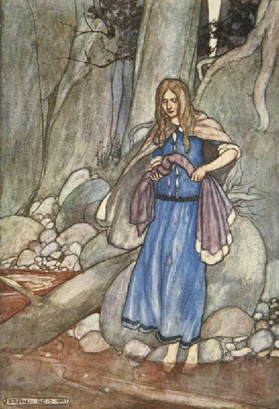 The Watcher of the Ford, illustration from Cuchulain, The Hound of Ulster, by Eleanor Hull (1860-193 de Stephen Reid