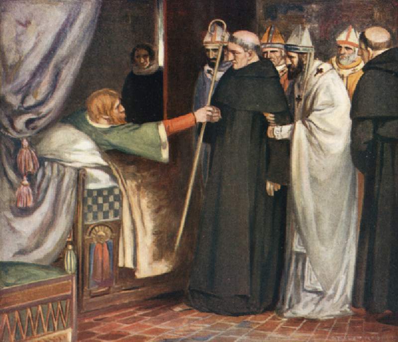 Saint Anselm Refusing the Archbishopric (colour litho) de Stephen Reid