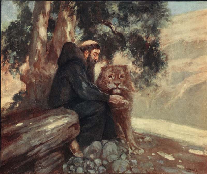 Saint Jerome and the Lion, illustration from Helmet & Cowl: Stories of Monastic and Military Orders  de Stephen Reid