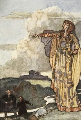 Macha curses the Men of Ulster, illustration from Cuchulain, The Hound of Ulster, by Eleanor Hull (1