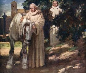Saint Columba and the White Horse (colour litho)