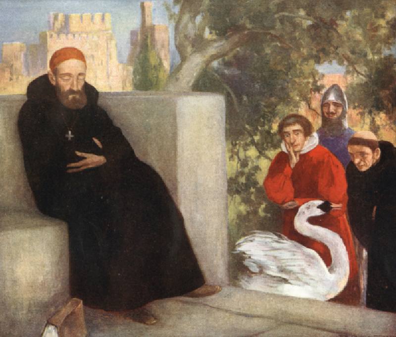 Saint Hugh of Lincoln and the Swan (colour litho) de Stephen Reid